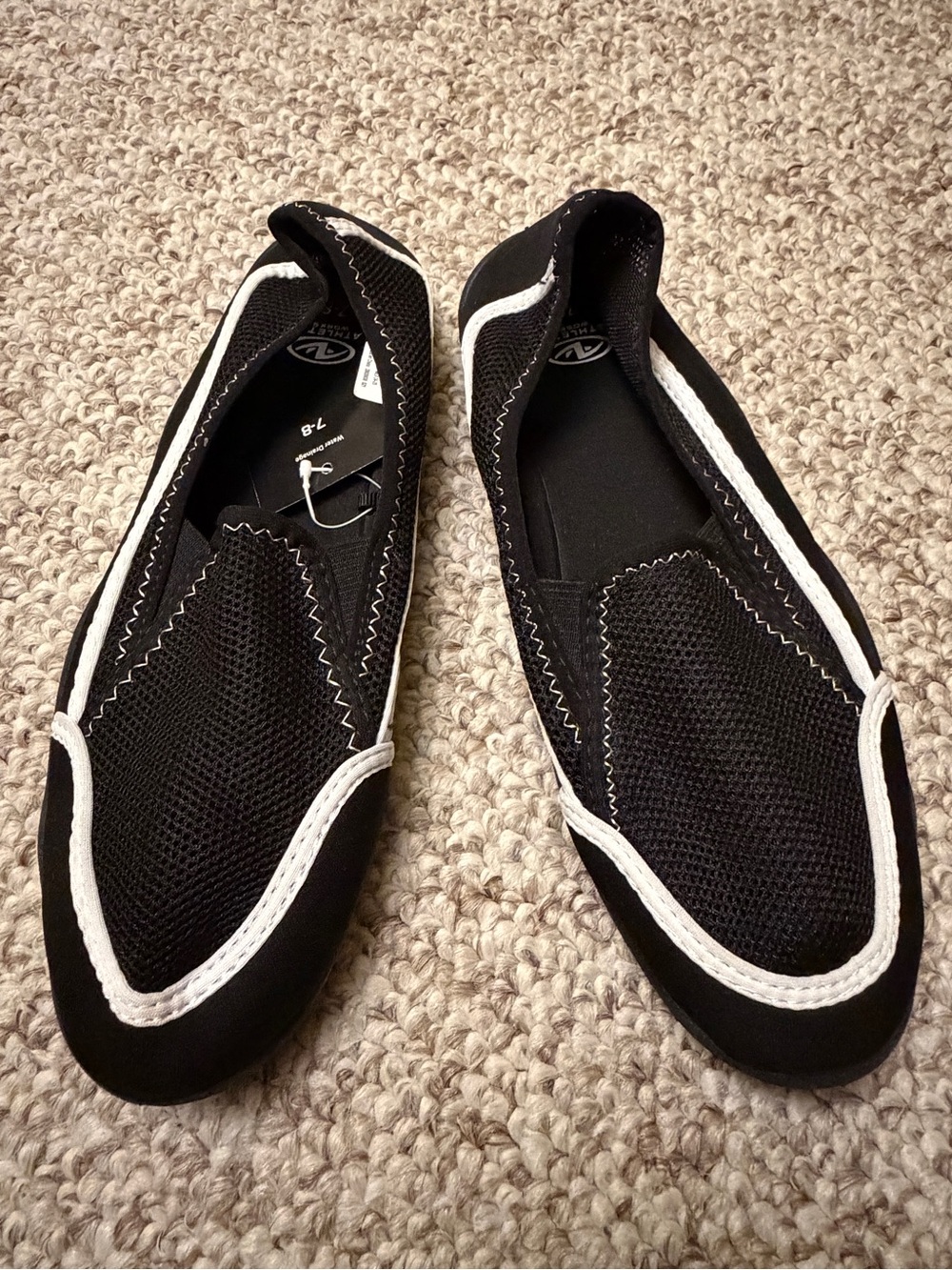 Athletic Works Black Slip-On Flats with White Trim